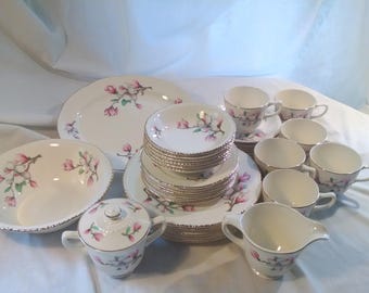 Homer Laughlin Vintage China "Dogwood Liberty" service 6