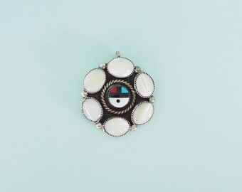 Zuni Sun Face Pendant with Mother of Pearl