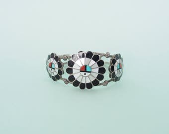 Silver Cuff with Inlay Zuni Sun Face