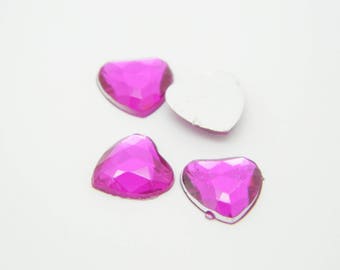 36 x rhinestone pink heart 1 cm (l1254)
