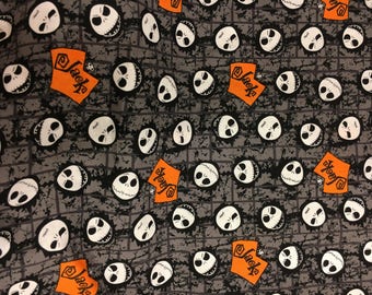 nightmare before christmas fabric, Halloween fabric,jack the skeleton fabric, fabric by the yard, cotton fabric, jack skellington fabric