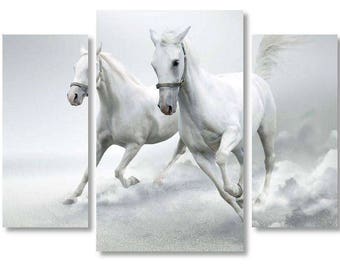 White horse art | Etsy