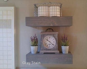 grey floating bathroom shelf