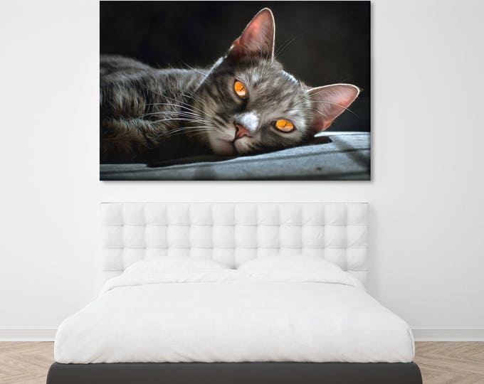 Beautiful cat canvas print, Cat painting, Large art printing, Gift for women, Interior decor, Gift for her, Room decor, Home decor, Gift