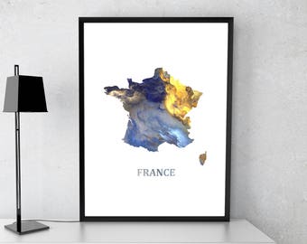 France poster, France art, France map, France print, Gift print, Poster