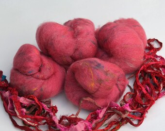 Sari Not Sorry Cochineal Lambswool Spinning Batts