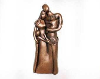 8th Anniversary Family Portrait, Bronze Anniversary Gift, Gift for Her, Gift for Him, 8 Year Anniversary Gift, Bronze Family Portrait