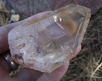 Twin Flame fused Golden Healer Lemurian seed crystal Point - medium large size - 2 3/4 inches X 1 1/2 inch
