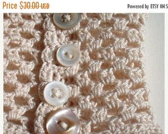 First Fall Sale - 15% Off Wristlet no. 50 - a romantic wrist cuff in natural cotton - vintage buttons and handmade lace - ecru