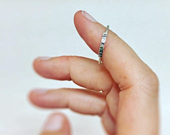 Personalized Ring //Roman Numeral Ring// Stacking Ring//Silver Ring//Stamped Ring//Bridesmaids Ring//Mother Ring//Engraved ring// Thin Ring