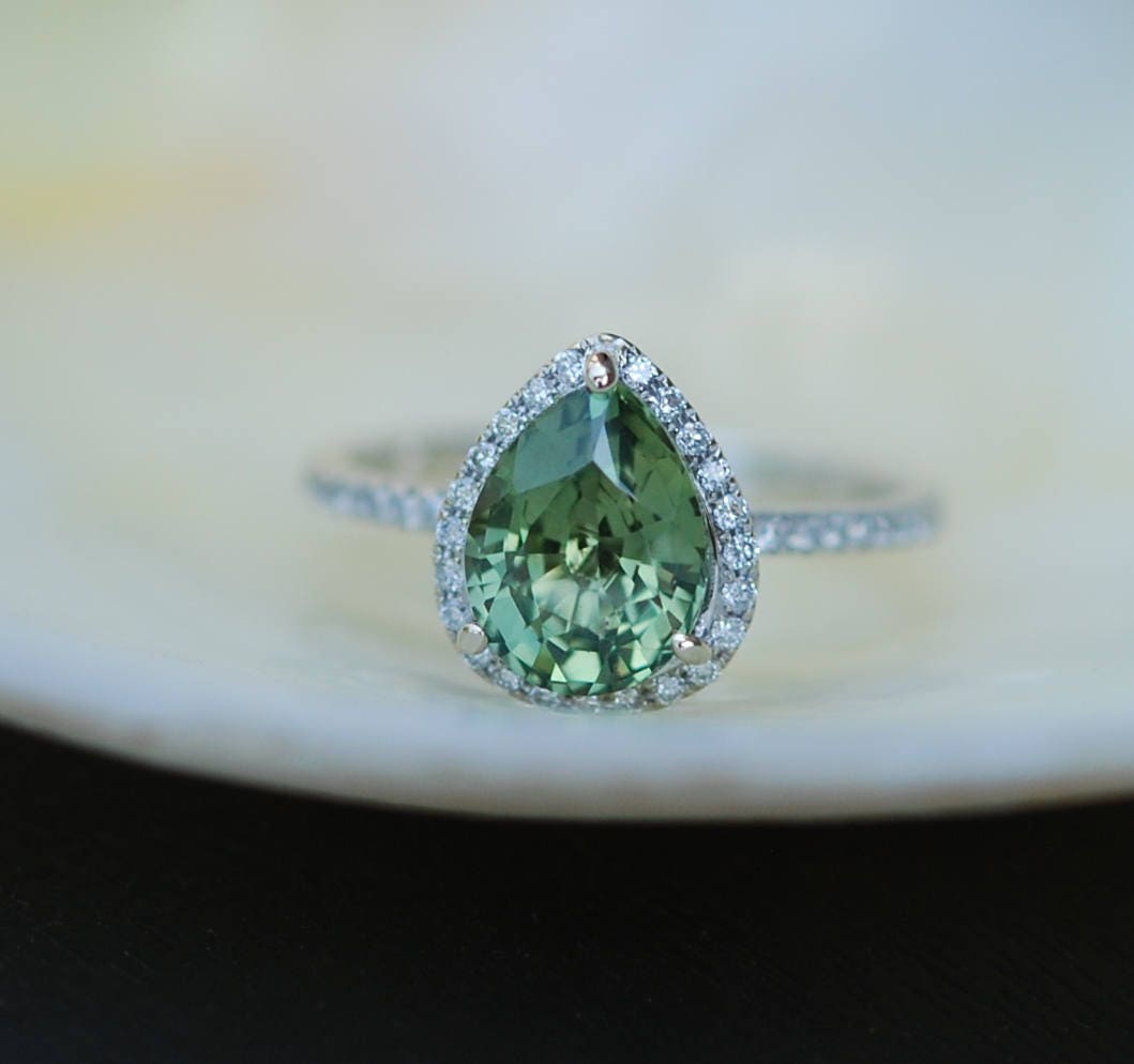 engagement rings sapphire ring pear cut eidelprecious shaped precious matcha halo eidel