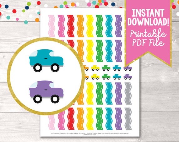 Road Trip Printable Planner Stickers Instant Download PDF