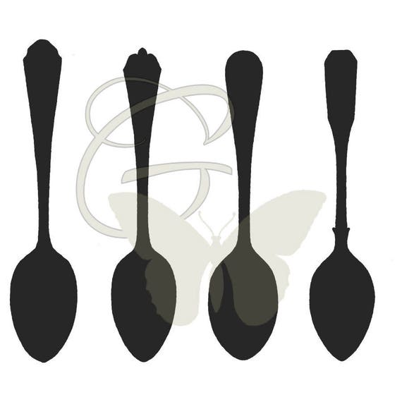 Spoon Printable Transfer Silhouettes Artwork Digital Kitchen