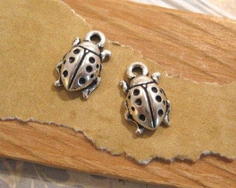 Ladybug Charms in Antique Silver - 2 Count
