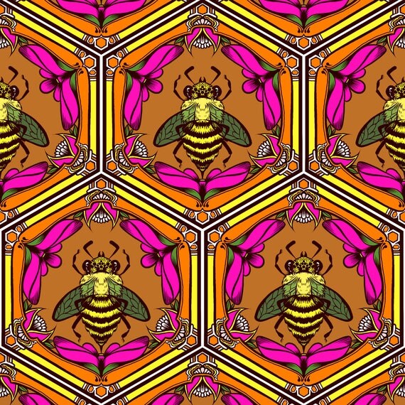 Art Deco Bee Fabric Bzz By Jadegordon Bumble Bee