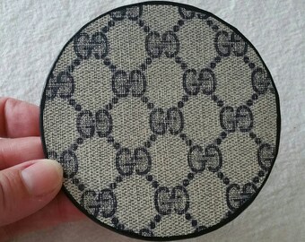 Recycled Gucci round leather coaster - single for the office - OOAK upcycled by Posh Rock Vintage