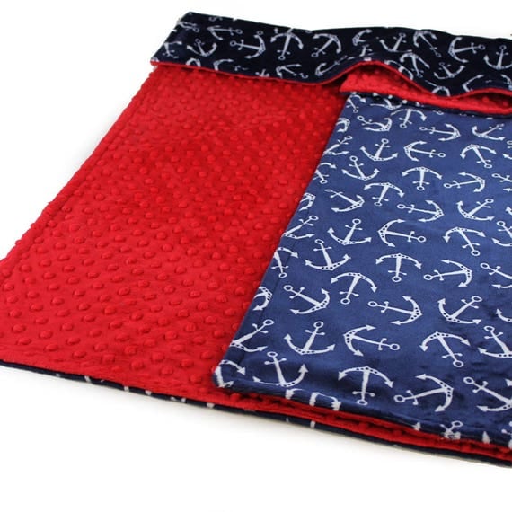 Personalized Baby Blanket For Boy /Anchor Baby Blanket / Minky Baby Blanket Boy, Red Navy Blue Anchor / Navy Baby Blanket / Nautical Nursery