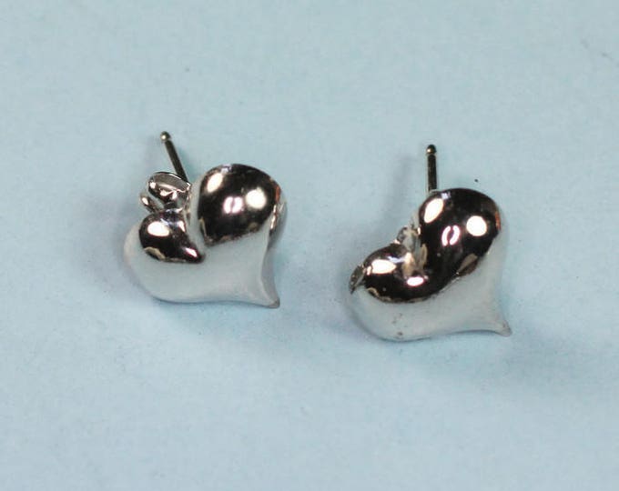 Beau Sterling Heart Earrings Posts Studs on Original Card Smaller Size