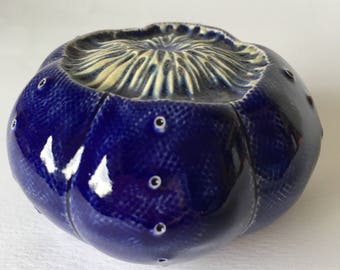 One Cobalt Blue Ceramic Sea Urchin Pod Wall Art 6
