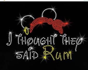 SALE 9" I thought they said Rum Disney Run iron on rhinestone transfer Mickey pirate