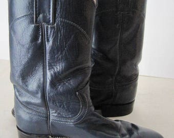 vintage Bright Navy Leather Riding Boots by Justin Boots - size 6 1/2 B