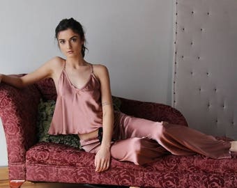 silk pajama set - ALICE silk charmeuse with spandex bridal sleepwear range - made to order