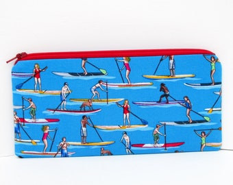 Zippered Pencil Pouch, Stand Up Paddle Boards, Ocean Water Sport Bag