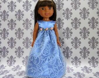 14.5 inch doll clothes to fit Wellie Wishers 14.5 inch doll clothing READY TO SHIP Blue Fancy Gown Dress, 09-2324