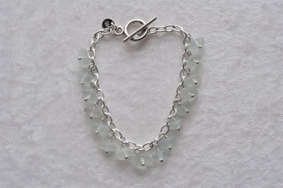 Sea Glass Jewelry Beach Bracelet in Beautiful Ice Blue with