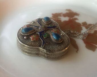 Vintage Sterling Silver Locket Necklace