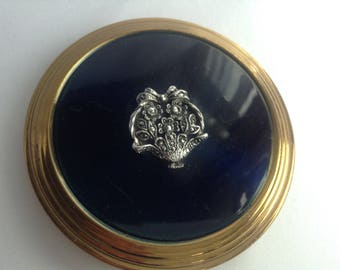 Vintage Compact Mirror, 1950s, Made in Great Britain, Rockabilly, Marcasite Compact