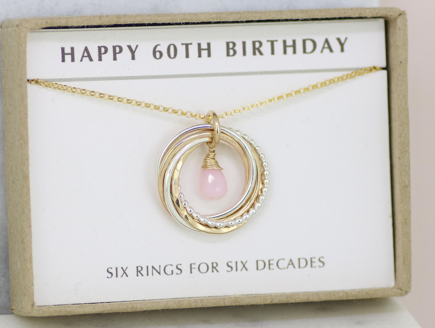 60th birthday gifts for women pink opal necklace for October