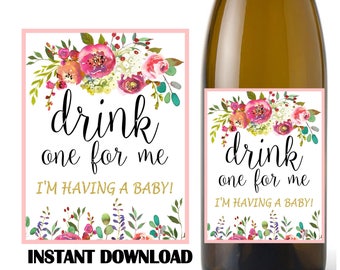 Baby shower wine | Etsy