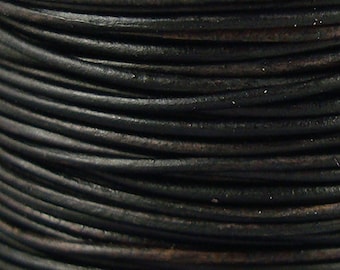1mm Leather Cord, Dark Brown Cord, Distressed Leather Cord, Genuine Leather Cord, Round Leather Cord Soft Leather Cord, Sold by the foot