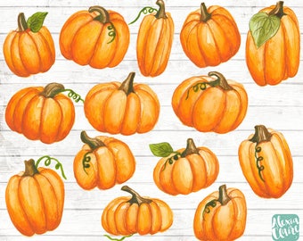 Pumpkin Clipart - Watercolour Halloween - Planner Digital Clip Art - invitation clipart - Halloween clipart - Pumpkin watercolour - GA18