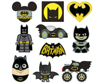 BATMAN Collection 1 Superhero - Machine Applique Embroidery - 10 Patterns in 4 Sizes - Instant Digital Download