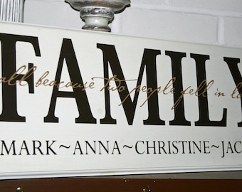 Family All because two people... Custom Personalized Wood Sign- Decal Vinyl Lettering wall words graphics Home decor itswritteninvinyl
