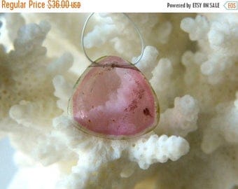 15% off SALE Incredible AAA Rare Watermelon Tourmaline pink smooth slice bead briolette drilled 16mm x 15mm
