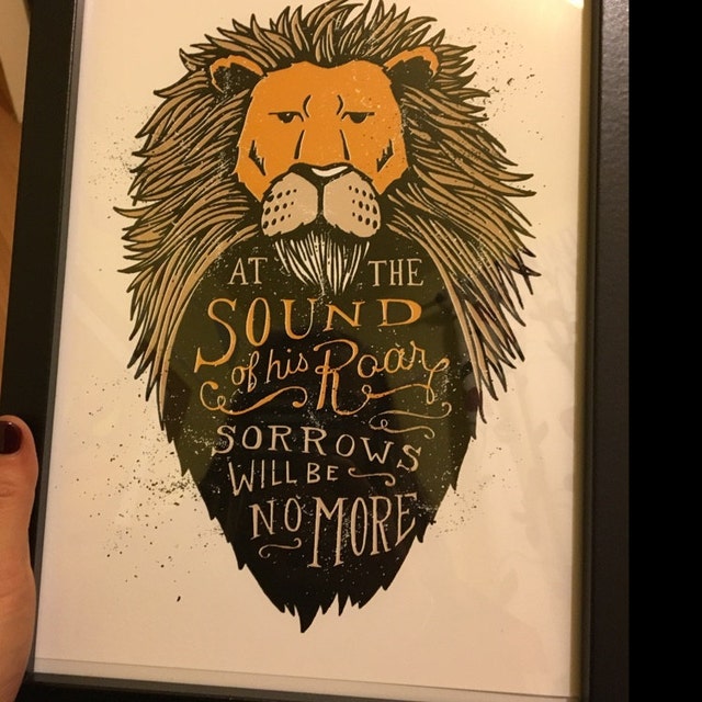 sound of his roar narnia print aslan cs lewis quote lion