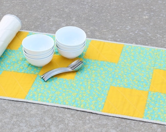Modern Turquoise Quilted Table Runner