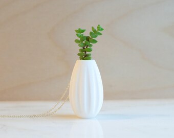 Wide Vase Wearable Planter Pendant Necklace