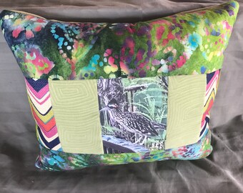 Roadrunner Pillow - Photo Transfer - Decorative Pillow -Nursery Pillow - Bird Lovers