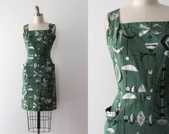 vintage 1950s dress // 50s Maya de Mexico green wiggle dress