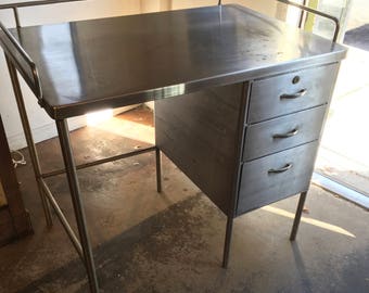 Mid Century Industrial Metal Desk Stainless Steel