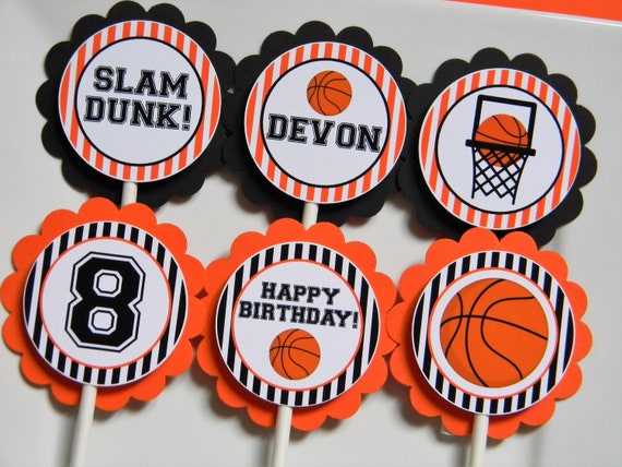 Basketball Cupcake Toppers, Basketball Toppers, Basketball Birthday ...