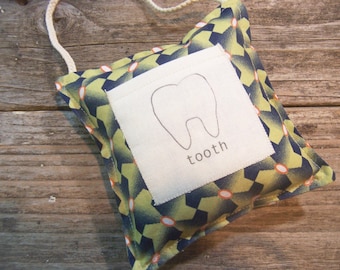 green and blue modern tooth fairy pillow , ready to ship , toddler room decor , blue hanging pillow with pocket , tooth fairy.