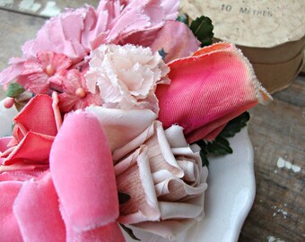 Antique Vintage Velvet Millinery Flowers Posy - #209