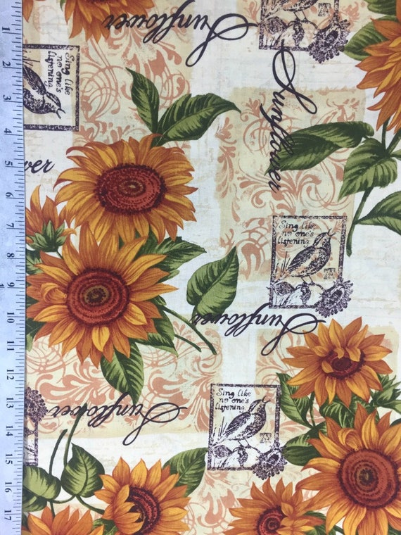 Rustic Sunflower Fabric By The Yard Cotton Fabric With 1049