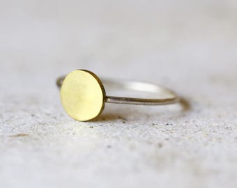 Circle ring - Geometric Ring - Brass and sterling silver ring