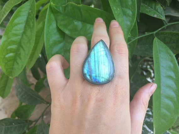 BESPOKE LABRADORITE RING - Limited edition- Sterling Silver Ring- Labradorite Ring- Chakra Ring- Statement Ring- Bohemian.